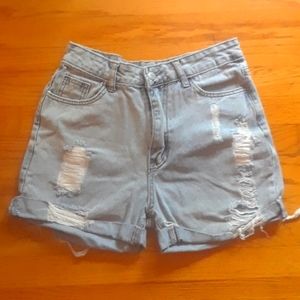 Ripped jean shorts